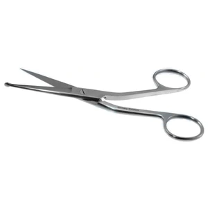 Tijeras para vendajes Knowles 5 1/2" vástagos angulados hojas rectas punta de sonda mango de anillas