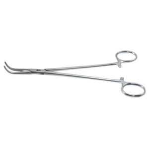 Pinzas de conducto biliar Lahey de 7 1/4" curvas con mandíbulas cortas dentadas longitudinales y asa en anillo