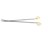 Mayo dissecting scissors 14 curved beveled TC blades blunt tips gold ring handle