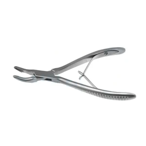 Pinza gubia Mead de 5 1/2" #4, curvada, mandíbulas de copa de 4.0mm abiertas por el lado superior, mango de resorte