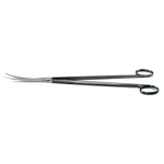Metzenbaum dissecting scissors 11 curved Superior-Cut blades micro serrated lower blade blunt tips black ring handle