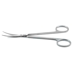 Tijeras de disección Metzenbaum de 5 3/4" delicadas, curvas, hojas Superior-Cut, hoja inferior microdentada, puntas romas y mango con anillo esmerilado