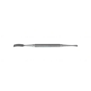 Miller-Colburn bone file 7 #3 double-ended straight and curved up 5.0mm and 7.0mm downcutting serrated ends hexagonal handle