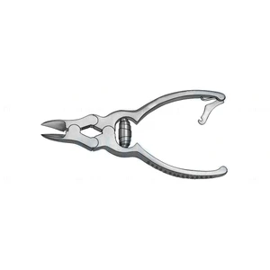Mycotic nail nipper 6 double-action straight edge, barrel spring, grooved handle