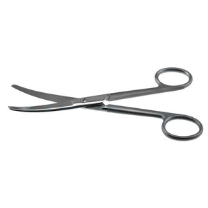 手术剪刀 5 1/2" curved Superior-Cut 刀片 微锯齿下刃 钝头 磨砂环手柄 – surgivalley (002211392)