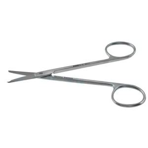 Tijeras de sutura Spencer 4 1/8" hojas rectas delicadas, hoja exterior dentada mango de anillas