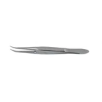 Splitterpinzette, 3 1/2", empfindlich, gebogen, scharfe glatte Spitzen, flacher Griff