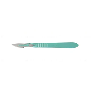 Stainless steel surgical blades, #23 blade size, pre-assembled blades mounted on a plastic handle packaged individually sterile disposable box of 10