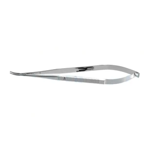 Castroviejo needle holder 7 delicate curved smooth jaws flat handle with lock – surgivalley (003210455)