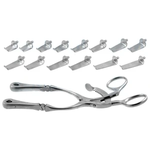 Cloward-style cervical retractor 6 3/4 complete set includes hinged frame 1 pair of 25.0mm, 30.0mm, 35.0mm, 40.0mm, 45.0mm, 50.0mm and 55.0mm blades ring handle with ratchet – surgivalley (090210850)