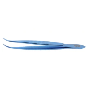 Dressing forceps 4 strongly curved 11.0mm serrated tips flat handle titanium – surgivalley (001212671)
