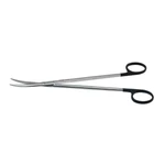 Metzenbaum dissecting scissors 8 curved Superior-Cut blades micro serrated lower blade blunt tips black ring handle