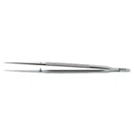 显微外科镊 7" 直头 0.6mm TC 喷砂尖端带打结平台 8.0mm 圆形平衡手柄