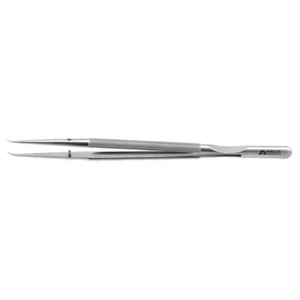 显微外科组织镊 7英寸 弯曲 1.0mm TC镀粉尖端 带打结平台 圆形配重手柄 – surgivalley (001213115)