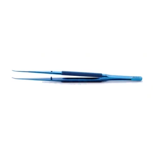 Microsurgical tissue forceps 7 delicate curved 1.0mm TC dusted tips without tying platform round handle titanium – surgivalley (001212280)