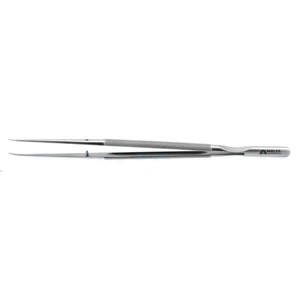 显微外科组织镊 8 1/4" 弯曲 1.0mm TC 撒粉尖端 带打结平台 圆形配重手柄 – surgivalley (001213187)