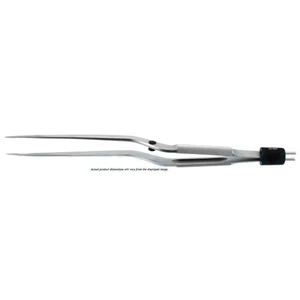R型双极镊子 8" 工作长度 3 1/2" 带止动器弯头柄 0.25mm宽防粘尖端 圆形手柄 – surgivalley (001213338)