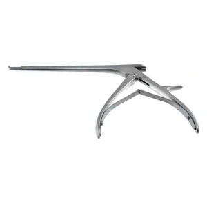 Pinza gubia Kerrison Spurling, longitud de trabajo 180mm, platina delgada angulada hacia arriba 40º, mordida de 4.0mm, abertura de 15.0mm, mango color cereza – surgivalley (011211179)