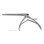 Pinza gubia Kerrison Spurling, longitud de trabajo 180mm, platina delgada angulada hacia arriba 40º, mordida de 5.0mm, apertura de 15.0mm, mango color cereza
