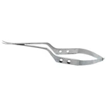 Yasargil microsurgical dissecting scissors 8 bayonet shanks curved blades sharp tips flat 2-hole handle