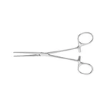Pinzas intestinales Kocher de 9 1/2" rectas con mandíbulas dentadas longitudinales y mango en anillo