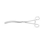 Pinzas intestinales Kocher de 9 1/2" curvas con mandíbulas dentadas longitudinales y mango en anillo