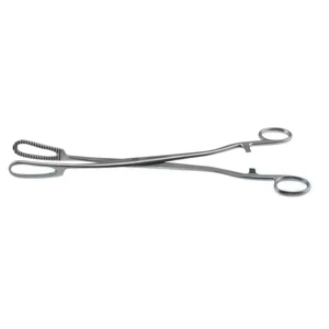 Bierer ovum forceps 13 straight 19.0mm wide serrated jaws ring handle with ratchet catch – surgivalley (001090069)