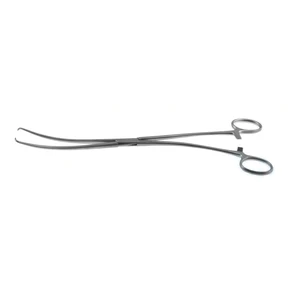 Duplay uterine tenaculum forceps 10 curved shanks curved jaws 1x1 teeth ring handle – surgivalley (001090066)