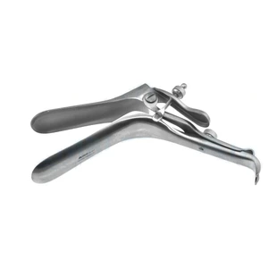 Graves vaginal speculum medium angled 45°" 4long x 1 5/16wide open side blades 10.0 cm (4")