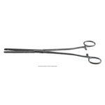 Heaney-Ballentine hysterectomy forceps 14 straight longitudinal serrated single-toothed jaws ring handle