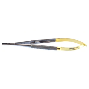 Portaagujas Barraquer Recto 14.5 cm (5.7) TC (Mango Dorado)
