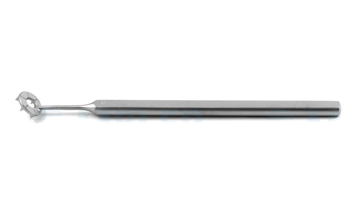 Bores corneal radial marker 8 blades 4.0mm center opening 9.5mm outside diameter flat handle 20.0