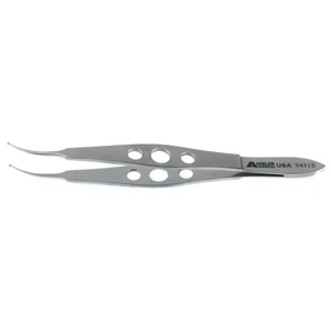 Buratto LASIK flap forceps 4 curved shafts serrated disc-shaped jaws flat 3-hole handle – surgivalley (001212301)