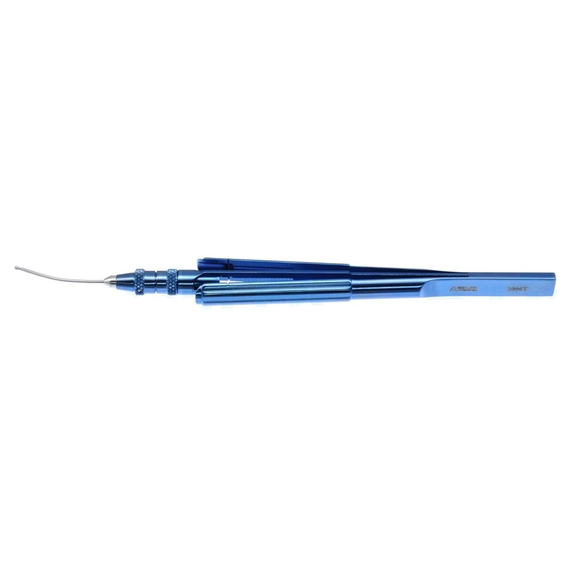 IOL grasping forceps 21 gauge curved shaft," sand-blasted gripping surfaces fenestrated jaws tip