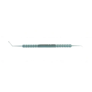 D&K SMILE double ended dissector with taneri spoon tip 4 1/2 double-ended angled 60° 8.5mm from bend to tip 1.25mm x 0.3mm semi-sharp spoon shaped tip, laser markers at 7.0mm, 7.5mm, a – surgivalley (017210149)