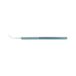 Espátula D&K 4 3/4 angular lâmina de 0.5mm x 10.0mm, parte inferior altamente polida da lâmina cabo redondo 10.0 cm (4")