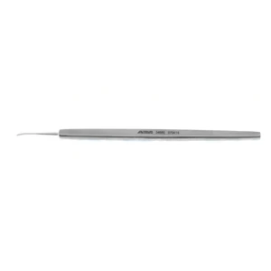Ellis foreign body spud 4 5/8 small curved 1.0mm rounded blade flat handle 10.0 cm (4")