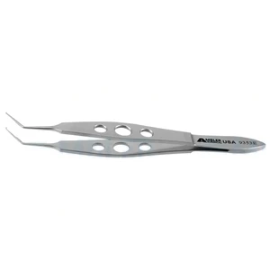 Florakis DSAEK-tang 4 1/8" med vinklede skafter, ekstra fin, omvendt vinklet, trekantede spidser og fladt 3-huls-håndtag