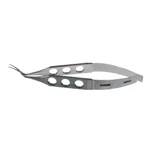 Inamura 囊膜切开镊，3 7/8英寸，拱形杆身，弯点至尖端长15.0mm，用于巩膜切口，交叉动作扁平三孔手柄
