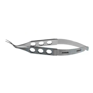 Inamura 囊膜切开镊，3 7/8英寸，拱形杆身，弯点至尖端长15.0mm，用于巩膜切口，交叉动作扁平三孔手柄 – surgivalley (001213565)