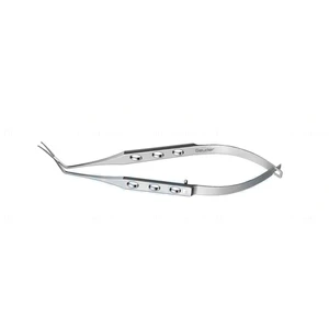 Inamura MICS capsulorhexis forceps 4 cross-action curved shafts 10.5mm from bend to tip micro serrated tips flat 3-hole handle – surgivalley (001212359)