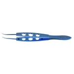Jaffe tying forceps 4 very delicate curved smooth jaws 6.0mm tying platform flat 3-hole handle titanium