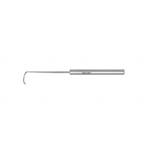 Sonda canalicular retrógrada Kellnar 3 3/4 curva direita orifício de sutura 0.5mm cabo hexagonal 7.5 cm (3")