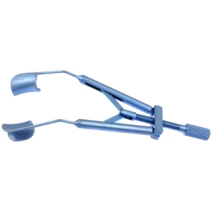Espéculo palpebral Lieberman 3 1/4 talla pediátrica hojas sólidas 12.0mm, abordaje nasal, tornillo de pulgar t 10.0 cm (4")