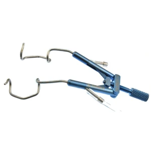 Lieberman temporal lid speculum 14mm adult size," V blades with aspiration 2.5 cm (1") – surgivalley (010040015)