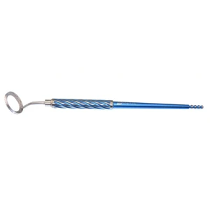 Medidor de graus Gimbel-Mendez-Koch, face chanfrada, diâmetro interno de 11.75mm, diâmetro externo de 16.0mm, mede de 0-180° em incrementos de 5°, anel montado a 135°, cabo de titânio Bores