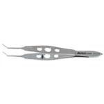 McPherson tissue forceps angled shafts 0.4mm 1x2 teeth flat 3-hole handle