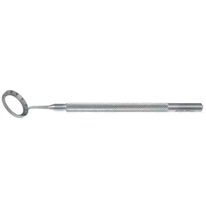 Medidor de graus Mendez 4", face chanfrada, diâmetro interno de 11.7mm, mede de 0-180º em incrementos de 5º, anel montado a 0º, fixação de 36 pontos, cabo redondo
