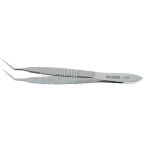Osher-Kapsel-Fremdkörperpinzette 3 1/8" abgewinkelte Schäfte, 10.0mm von der Biegung bis zu den Spitzen, fein, 3.0mm gezahnte Spitzen, flacher Griff