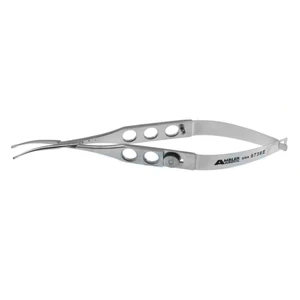 Shepard lens holding forceps, gently curved, duck-bill shaped jaws, cross-action flat 3-hole handle with lock – surgivalley (001212368)
